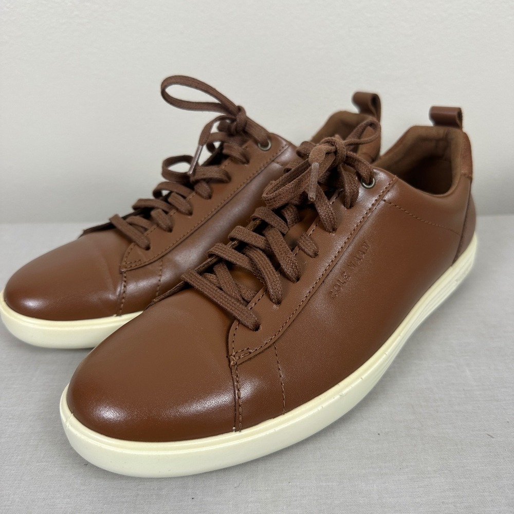 Cole Haan Men's 8.5 Grand+ Crosscourt Sneaker British Tan Leather Wedding NEW